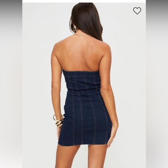 Princess Polly NWOT HOUSER MINI STRAPLESS DRESS DARK DENIM Size 6 - Picture 3 of 15